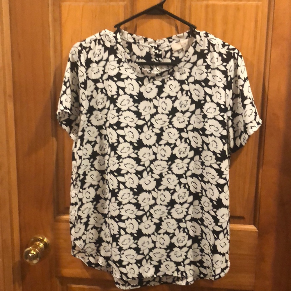 Floral, split-side hem, Loft blouse